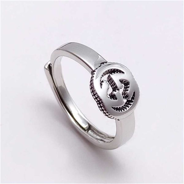 

2023 designer new fashion jewelry gujia double interlocking geometric ring japanese korean simple trend personalized men's and women&#0, Silver