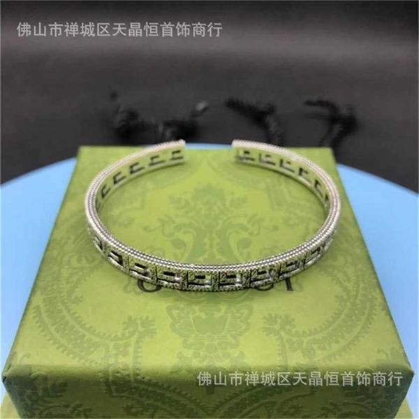 

2023 designer new fashion jewelry gs925 bracelet great wall pattern bracelet version thai silver as old valentine's day gift, Black