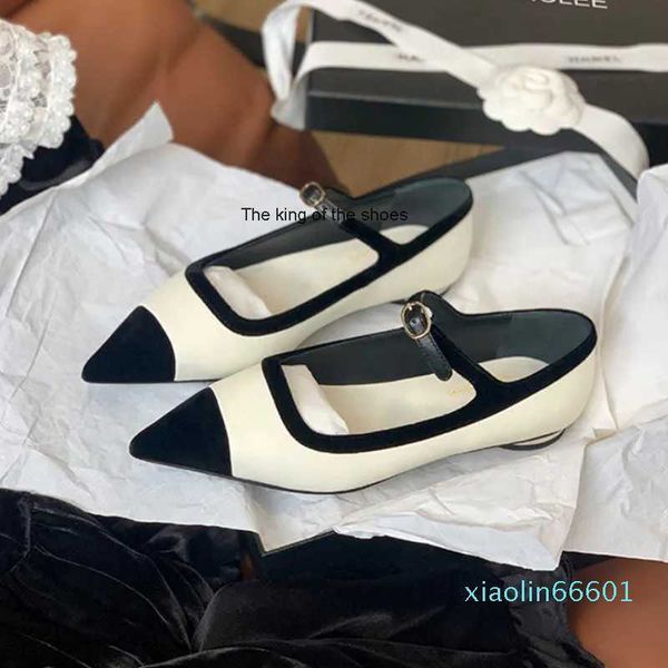 

dress shoes small fragrant pointed single shoes women's autumn and winter color contrast light mouth versatile flat shoes with mary jan, Black