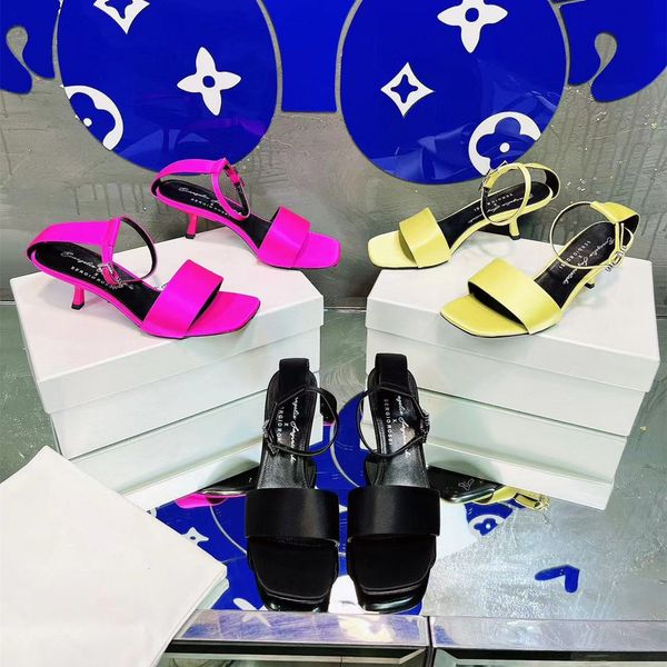 

rummer summer thin high heels sandals women slik satin ankle strap square toe crystal sandals ladies dress party shoe, Black