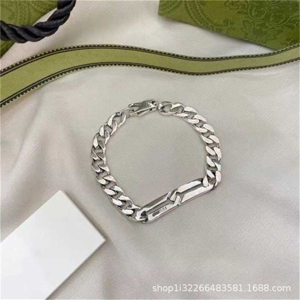 

2023 designer new fashion jewelry 925 double interlocking tank bracelet temperament hip hop fashion men's and women's valentine , Black