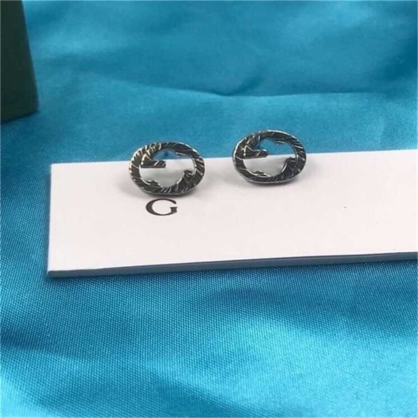 

2023 designer new fashion jewelry ancient classic double fried dough twist letter, earphone, personality, net, red temperament, female s925, Golden