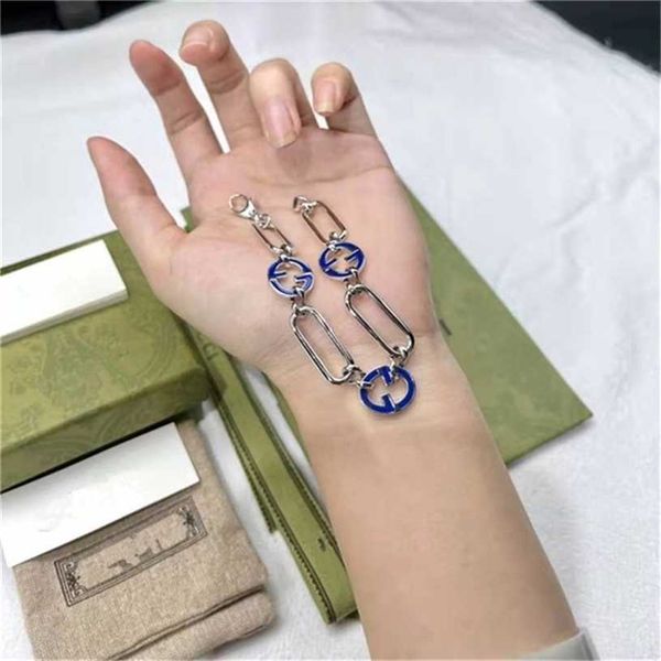 

2023 designer new fashion jewelry gujia 925 silver enamel blue purple bracelet used three-dimensional interlocking double, Black
