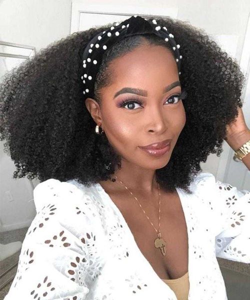 

wig turban womens hair band afro chemical fiber sheath headbandwigs, Black