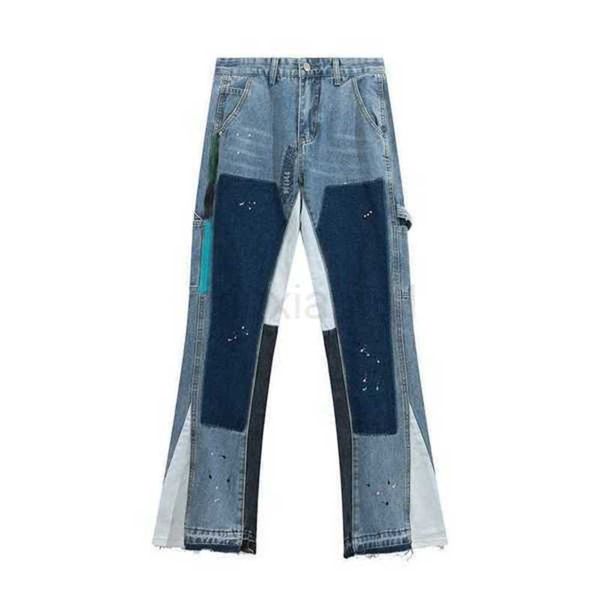 

men's jeans fashion gallerses casual pants dept street patchwork wash flared hip hop versatileuas7fe1fa69w, Blue