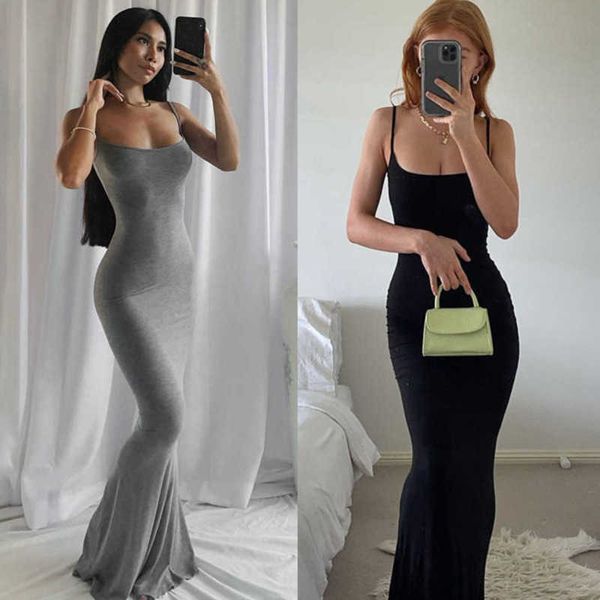 

designer womens maix dresses skims suspenders casual dress plus size 3xl bodycon slim sling home female long skirts128, Black;gray
