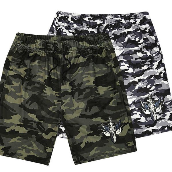 

men's shorts summer new korean casual sports shorts men's summer personalized print slim camouflage men's capris, White;black