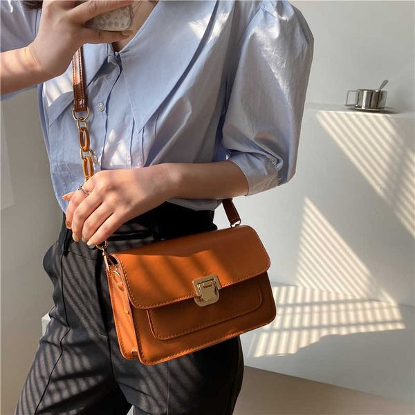 

women saddle shoulder bags chain pu leather messenger bags new fashion solid color bags retro famous brand purse and bags 230308