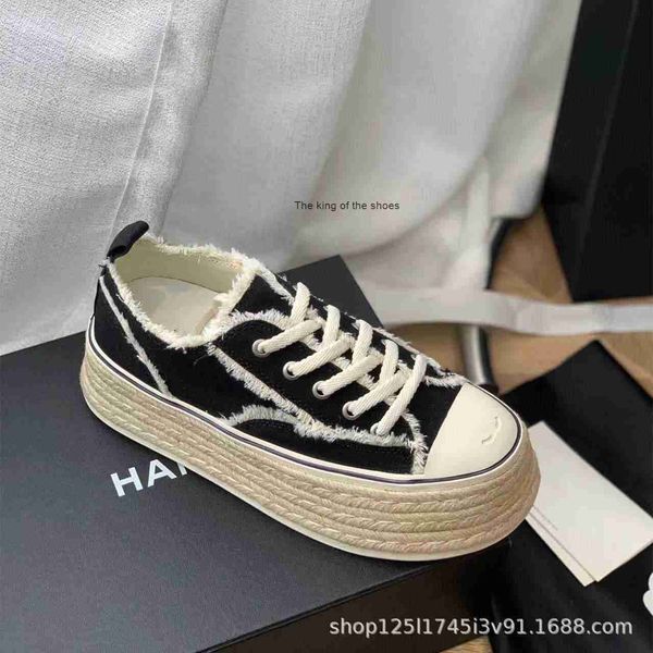 

designer shoes small fragrant thick cloth new style woven soled small white in spring 2023 high antiskid women's shoes candy colored, Black