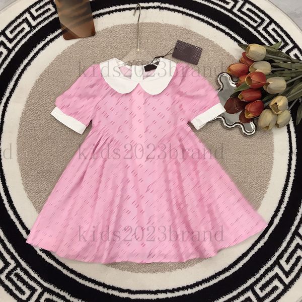 

2023ss brand designer girls dress doll collar puff sleeves dress design mesh gauze dress splicing princess skirts high end fairy dress summe, Red;yellow