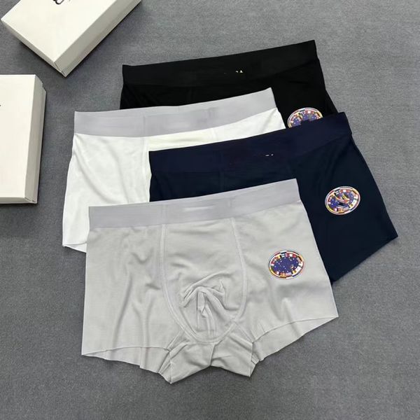 

men's underwear brand designer ultra thin quick drying quadrilateral pants ice silk breathable 3-piece gift box 2023, Black;white