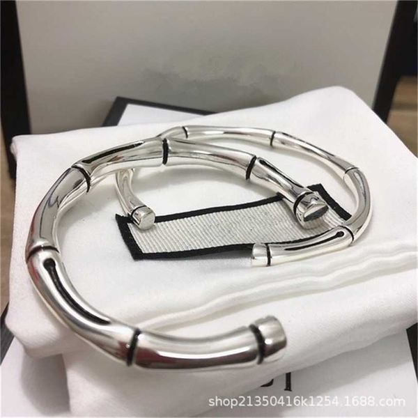 

2023 designer new fashion jewelry gujia open bamboo bracelet fashion 925 double men women lovers simple and versatile bracelet, Black