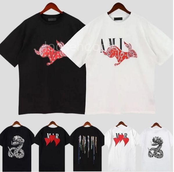 

summer men's t-shirts quality designer men amiris t-shirt print t-shirts short sleeve casual letter t-shirt loose men's tee crewne, White;black