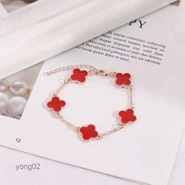 

luxury designer bracelet for women leaf clover charm gold jewelry agate shell of pearl chain fashion weddingfj0e, Silver