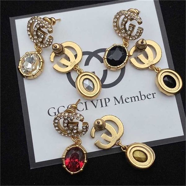 

2023 designer new fashion jewelry gu double letter family multiple classic brass temperament women's earrings, Golden
