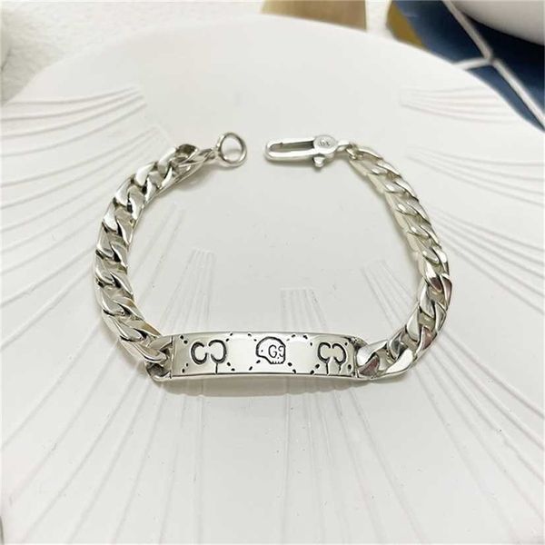 

2023 designer new jewelry silver elf ghost skull men and women lovers' bracelet cuba chain valentine's day gift, Black