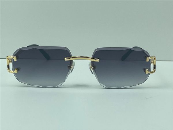 

621s unglasses men design frameless square shape eyewear uv400 gold light color crystal cut lens 0128s with case buffs multi color lens, White;black
