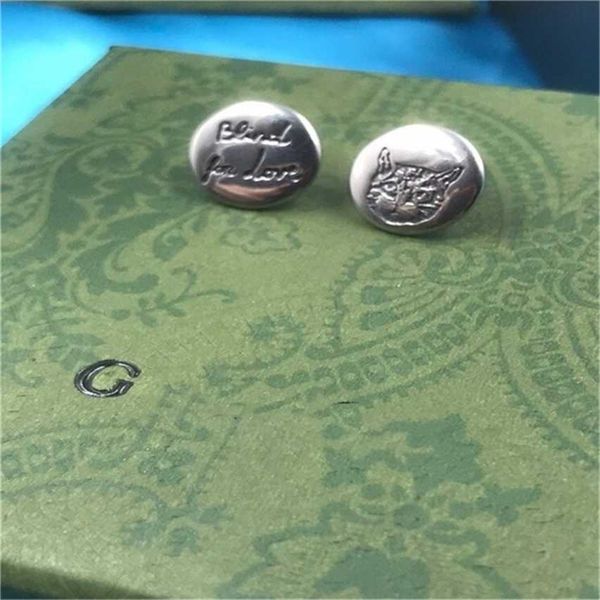 

2023 designer new fashion jewelry gujia round blind for love fearless cat face letter personality s925 silver needle earrings, Golden