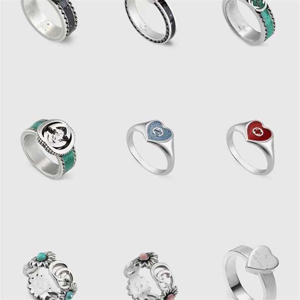 

2023 designer new jewelry double enamel black love fearless spirit star fashion couple ring, Silver