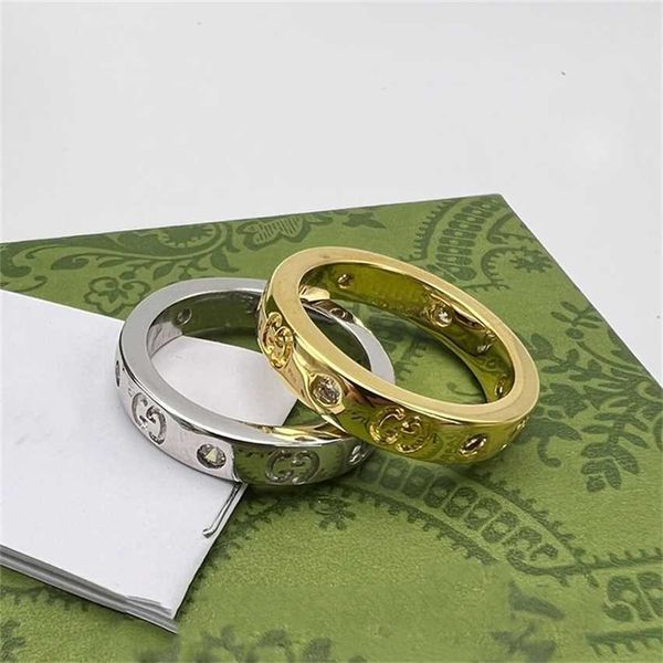 

2023 designer new fashion jewelry double with interlocking goods valentine's day ring gifts available, Silver