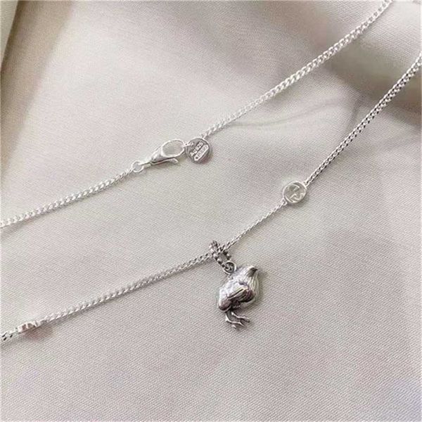 

2023 designer new fashion jewelry zhigujia 925 silver make old couple chicken necklace cool wind sweater chain