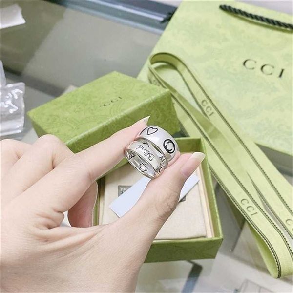 

2023 designer new fashion jewelry kmx. gujia 925 silver fashion fearless flower couple double elf men's and women's ring