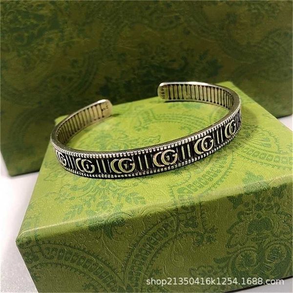 

2023 designer new fashion jewelry gujia double stripe 925 couple bracelet trend fashion men's and women's bracelet versatile, Black