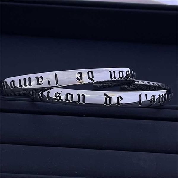 

2023 designer new fashion jewelry 925 silver carved rattan de l'amour love ancient men's and women's bracelet, Black