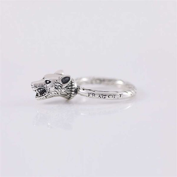 

2023 designer new gujia series s925 silver double engraved character wolf head fashion brand couple pair valentine's day ring man