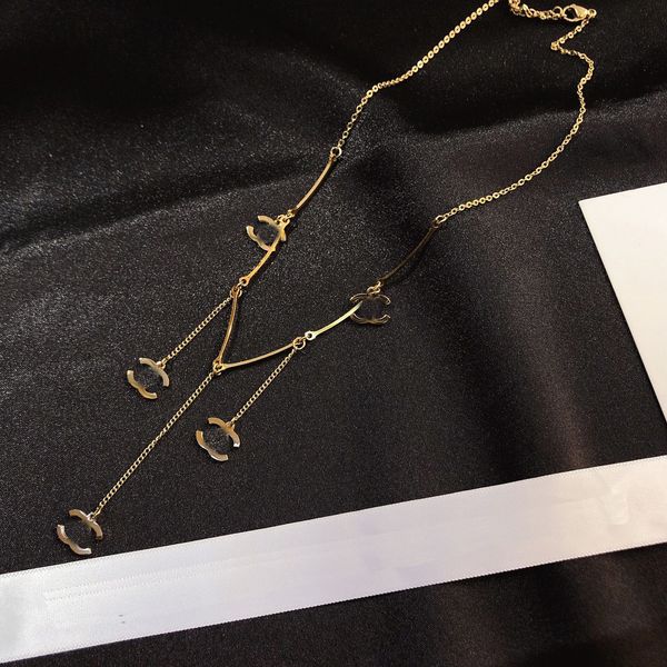 

luxury design necklace 18k gold plated stainless steel necklaces choker chain pearl double letter pendant fashion womens wedding jewelry acc, Silver