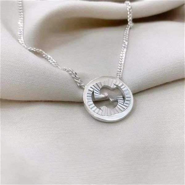 

2023 designer new fashion jewelry gujia 925 silver carving pattern pendant couple double necklace cool wind sweater chain