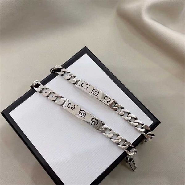 

2023 designer new fashion jewelry double bracelet sterling silver skeleton elf men's and women's bracelet lovers, Black