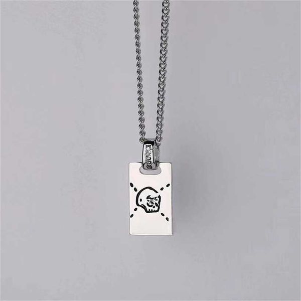 

2023 designer new jewelry double elf pendant skull silver plated men and women lovers' same hip-hop necklace accessories, Black