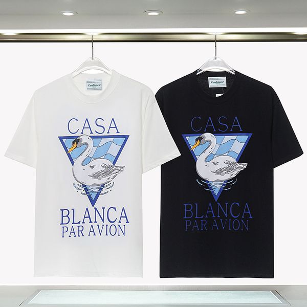 

mens tshirts harajuku 23ss spring casablanca letter printing black t shirt men women 100% cotton casual fashion tee 230317, White;black
