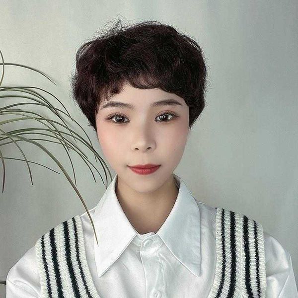 

tongwang red wig men and women korean style handsome students short straight hair, Black