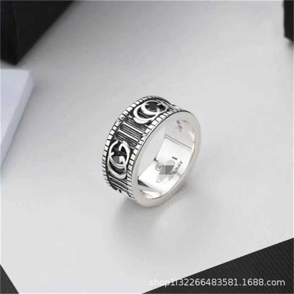

2023 designer new fashion jewelry 925 double stripe letter pattern old simple ring for men and women, Silver