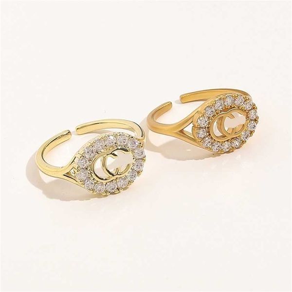 

2023 designer new fashion jewelry genuine plated opening double inlaid temperament simple version ring female, Silver