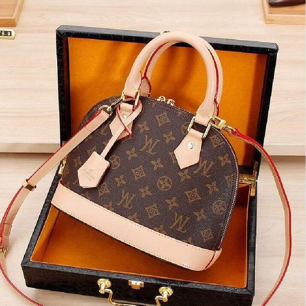 

designers shell bag alma bb embossing leather handbags shoulder bags luxury women totes brand classic flower purses crossbody evening bags m