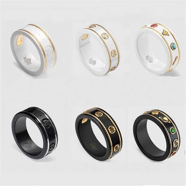 

2023 designer new jewelry double silver ceramic planet bee couple ring gift version