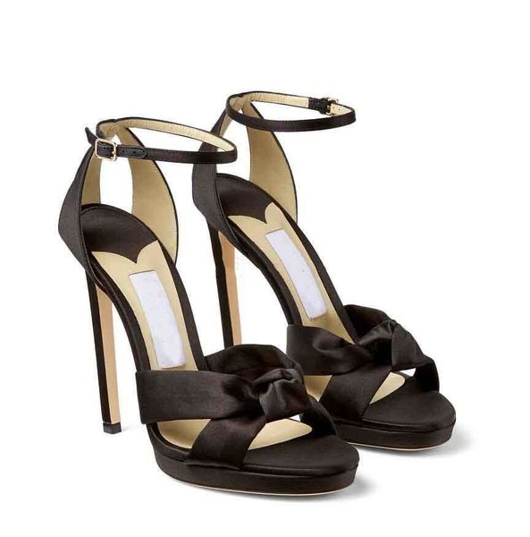 

summer desig rosie platform sandals shoes satin two tubular straps luxury gladiator sandalias wedding bridal dress lady high heels, Black