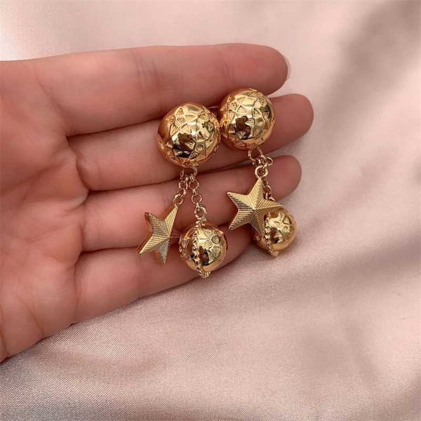 

brand earrings celi vintage pentagram earrings brass stud earrings, Golden