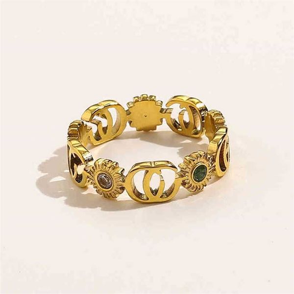 

2023 designer new ancient family women's double letter chrysanthemum net red ring, Silver