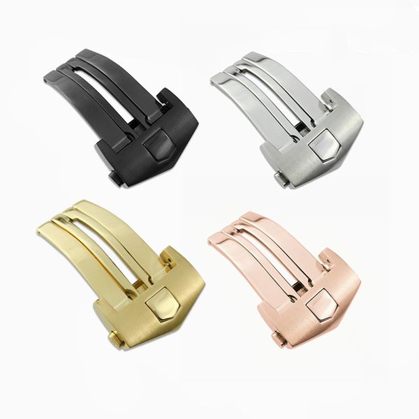 

18 mm 20 mm steel foding deployment clasp buckle, Black;brown