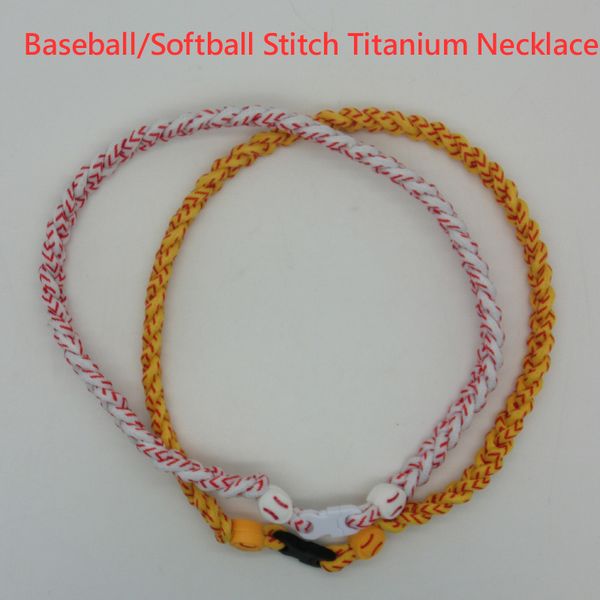 

braided choker fastpitch softball stitch titanium necklace, Golden;silver