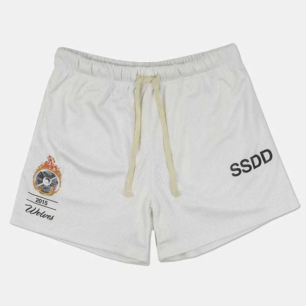 

men's shorts summer running sports fitness basketball shorts men's casual breathable mesh capris, White;black