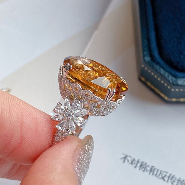 

flower lab z diamond finger ring white gold filled party wedding band rings for women bridal promise engagement jewelry gift, Slivery;golden