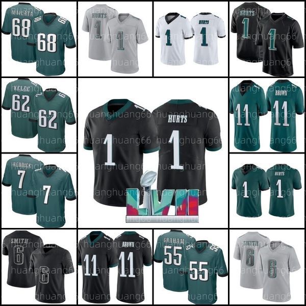 

jalen hurts 1 jersey football philadelphia''eagles''11 aj brown devonta smith miles sanders mailata goedert jerseys jaso, Black;red