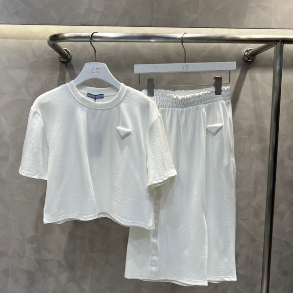 

two piece dress designer dress women's sets summer cropped t-shirt with skirt suit printed inverted triangle classic womens clothing s-, White
