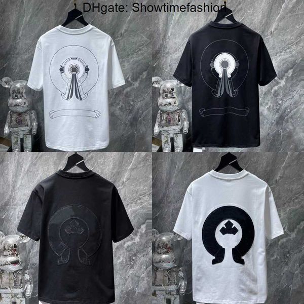 

fashion women classic t shirts brand t-shirts ch white short sweater casual embossed letter horseshoe sanskrit cross pattern designers, White;black