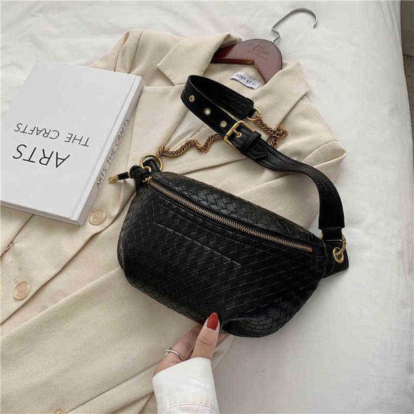 

chain waist bag women leather fanny pack luxury brand crossbody chest mini belt bags fashion girl phone pack purse 220727